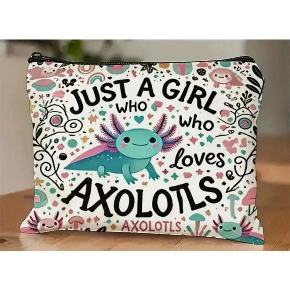 Axolotl Cosmetic Pouch | Just a Girl Who Loves Axolotls Makeup Bag | New